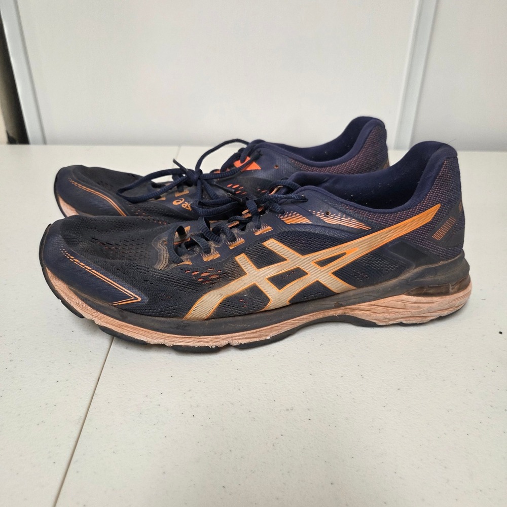 ASICS GT-2000 7 Mens Running Shoes Navy Blue Orange 1011A158 Size 12